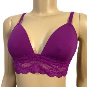New Victoria’s Secret lightly lined / lace trim bralette bra purple Large